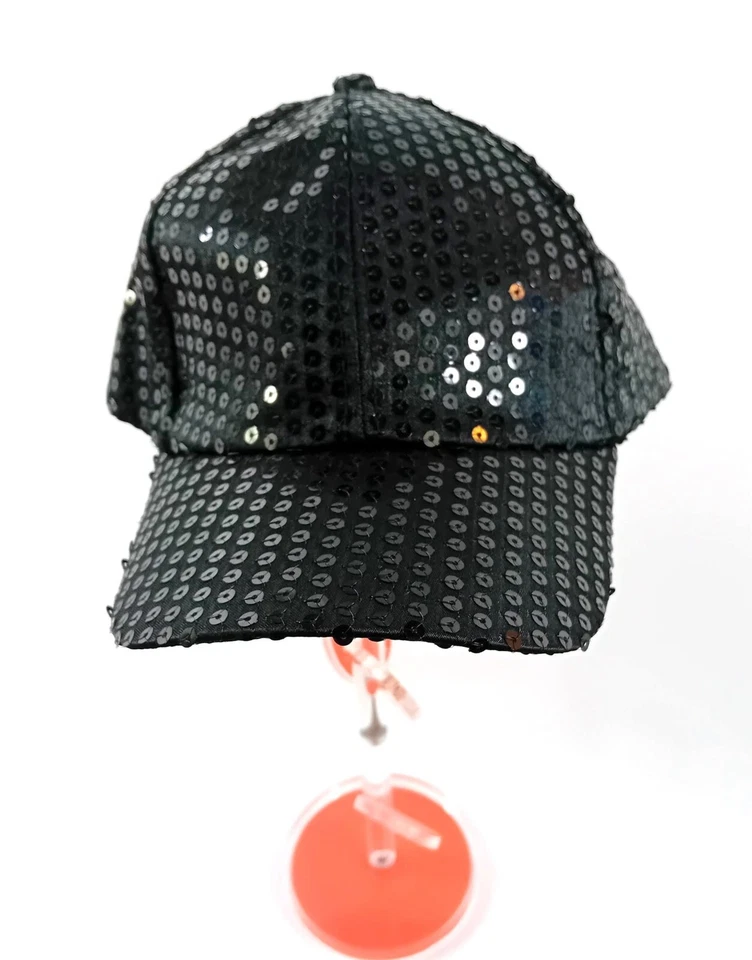 Berretto Da Baseball Cappello Hip-Hop Regolabile Glitter Paillettes Unisex Nero - Immagine 4 di 4