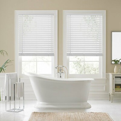 Real Simple Faux Wood Cordless Shade Blinds 34'' x 48'' in White NEW