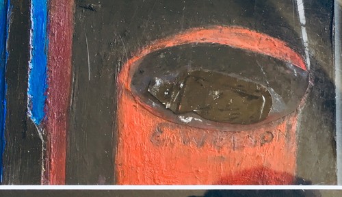 Modernist Brutalist Metal Stone Assemblage Painting Burning Cityscape Firemen - Picture 9 of 12
