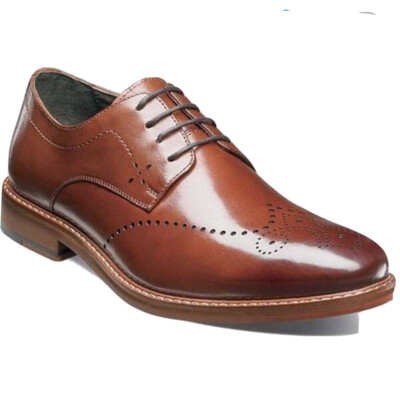 New Stacy Adams Men Alaire Wing Tip Oxford Cognac Leather 