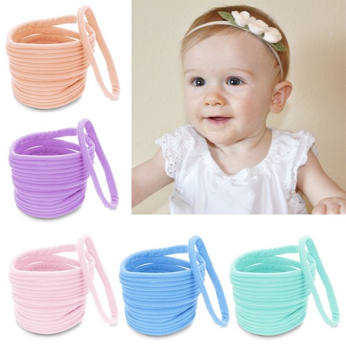 10Pcs Baby Headbands THIN Stretchy Nylon headbands softest crafting material U - Foto 1 di 25