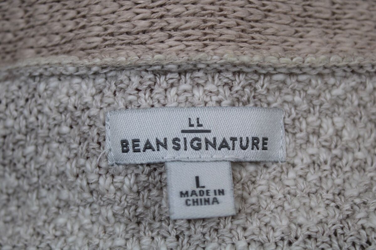 LL Bean L Signature Oatmeal Beige Cotton Linen Ragg Cardigan LL Bean L Signature Oatmeal Beige Cotton Linen Ragg Cardigan
