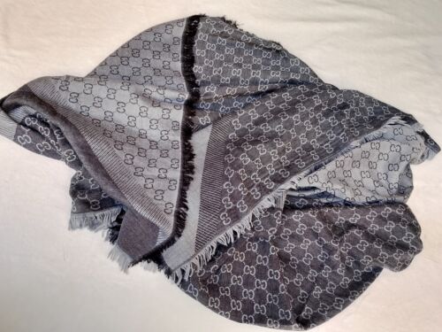 Gucci GG Auth Shawl Wrap Stole Scarf Silk and Wool - Picture 9 of 12