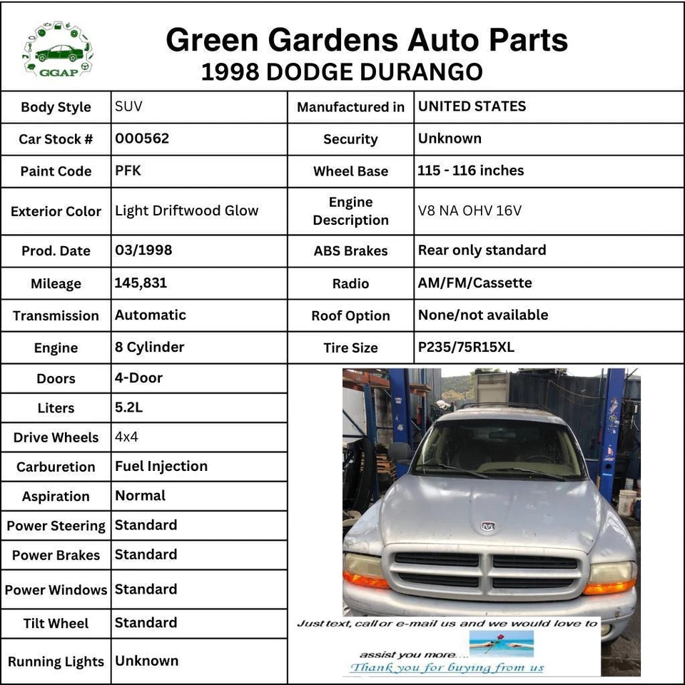 Dodge Durango 1998 pedal de freno delantero de emergencia para estacionamiento OEM Foto 2 de 4