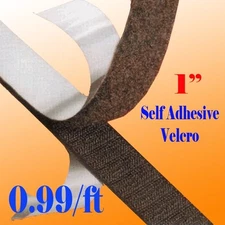 1" Sold By Feet Black Self Adhesive Fastener Hook and Loop 25mm Sticky On Tape 