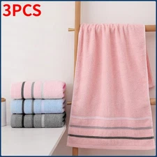 3-Pack Soft Cotton Bath Towels - Strong Absorption Essential Home Bathroom Set