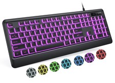 7 Color Backlit Wired USB LED Computer Keyboard Plug Play Waterproof Full Size