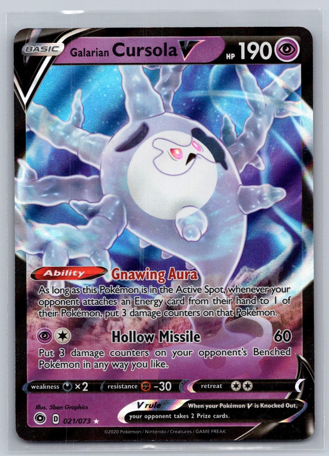 Galarian Cursola V 021/073 Holo V Rare Champion's Path Pokemon NM