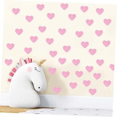 120 PCS Pink Glitter Heart Wall Decals   Aesthetic Glitter Pink Heart