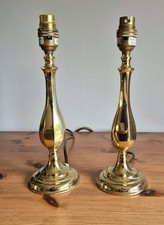 Pair Brass Candlestick Lamps Classic 28cm Height