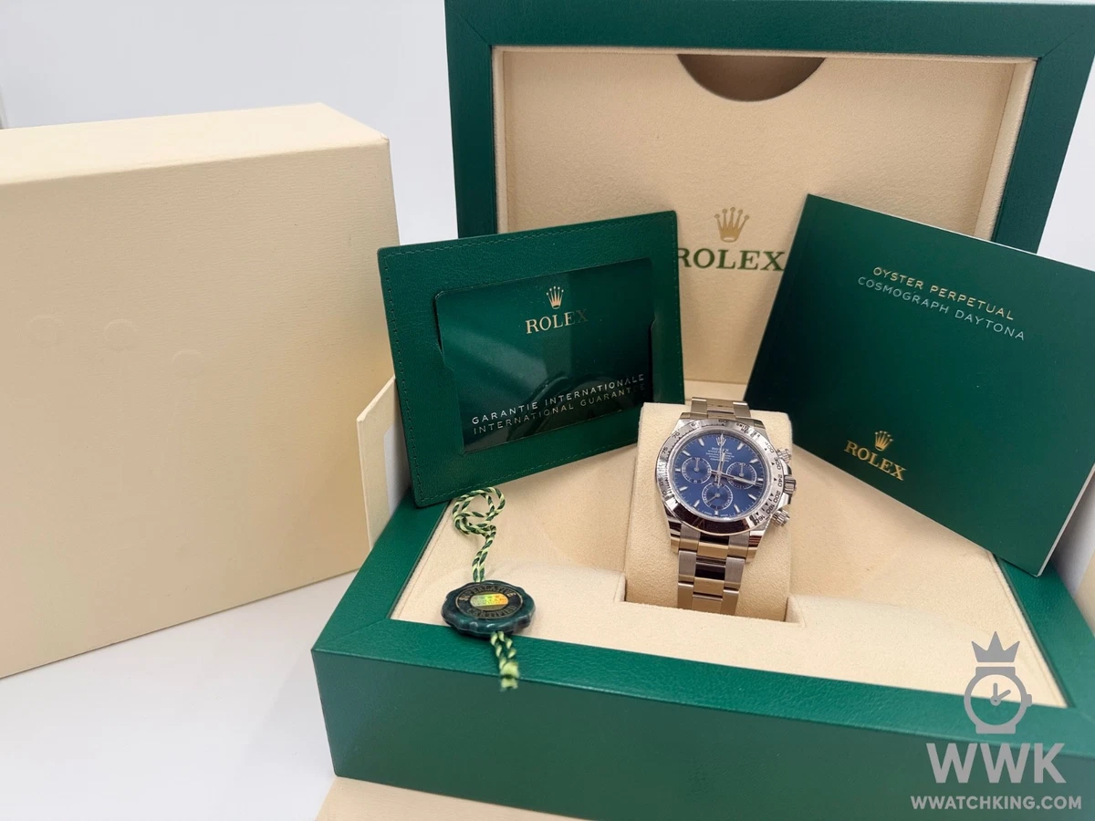 10/2025 | Rolex Daytona | Ref 126509 | White Gold Blue Dial | Full
