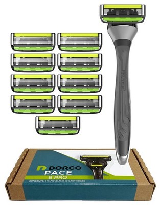 Razor Blades 6 Blade Dorco Pace Pro Trimmer 10 Pack Cartridges System Handle