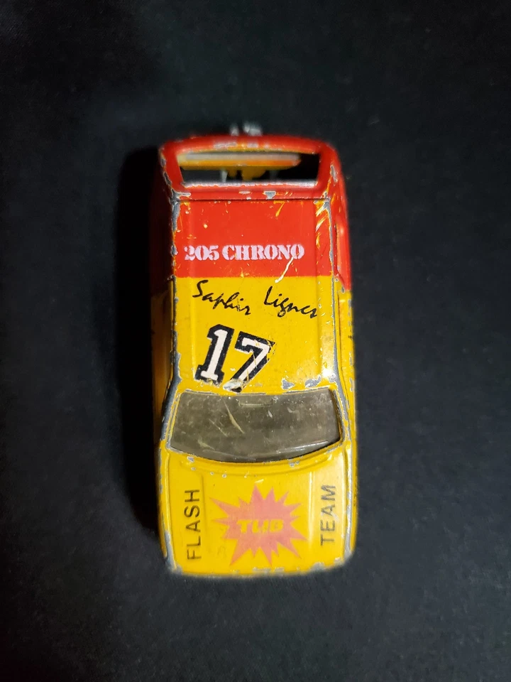 (1129) Majorette Peugeot 205 GTI 1:53 jaune et rouge 281/210 - Photo 2/4