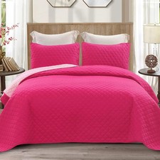 Exclusivo Mezcla Reversible Twin Quilt Bedding Set with Twin, Hot Pink/ Pink