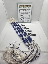 Handmade HEMP Tzitzits w/YHVH in PALEO or MODERN Hebrew Letters -Blue over White