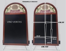 OFFERTA LAVAGNA ENOTECA BAR SCRIVI E CANCELLA DA TERRA LEGNO 100x55 CM
