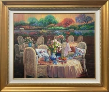 Robert Lui "Outdoor Cafe" Hand Signed Framed Original Oil Impressionist Art NEW