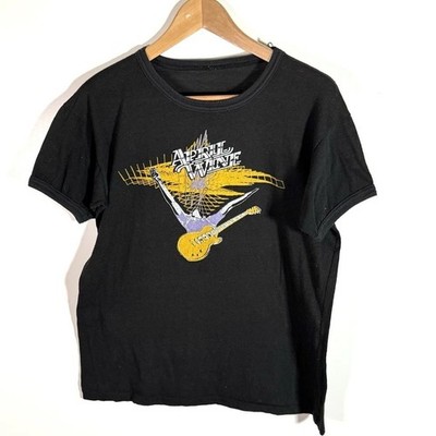 1980 s April Wine Power Play Tour Graphic Ringer T-shirt Reprint Twoside  FN1428