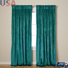Heavyweight Velvet Light Filtering Indoor Curtains 2 Pack Pleat Panels New
