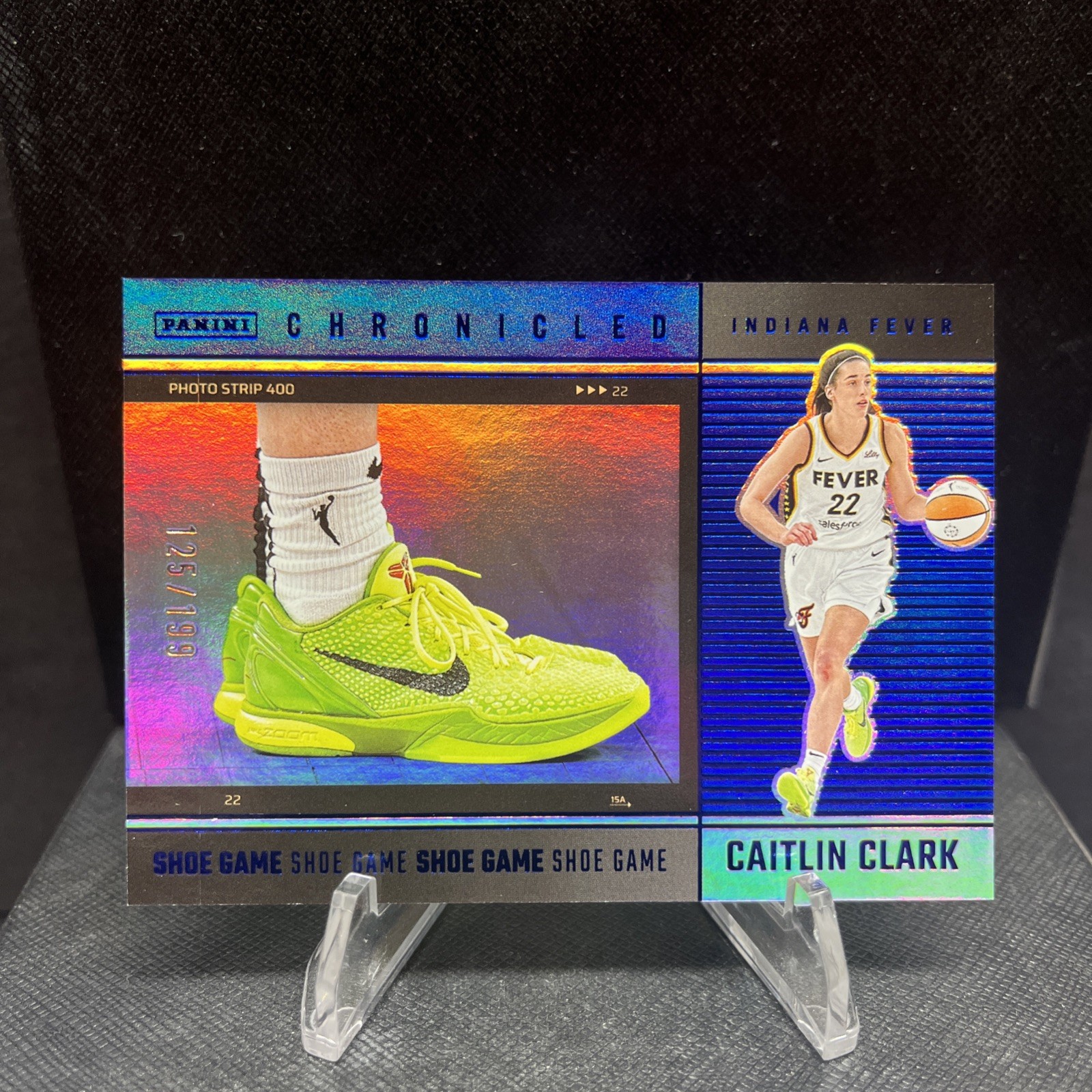 2025 PANINI CAITLIN CLARK CHRONICLED #71 SHOE GAME HOLO Blue /199