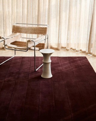 Hand-Tufted Burgundy Wool Area Rug Scandinavian Modern Wine Red Handmade Carpet