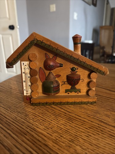 Rare Mid-Century Soviet "Russian Hut" Wall Thermometer