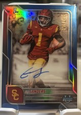 2025 1st Bowman Chrome University Eli Sanders Auto Blue Refractor Autograph /150