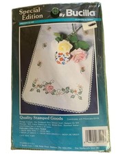 Bucilla Flowers  Vines Stamped Cross Stitch Dresser Scarf Kit 63115 Special Edi