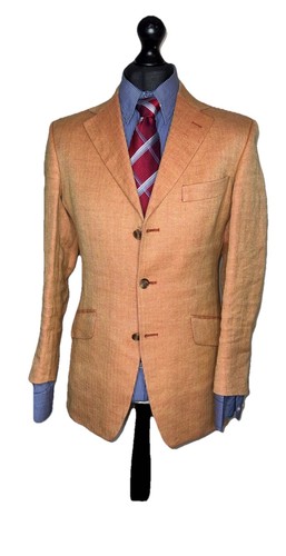 Hackett, VINTAGE HACKETT LONDON LUXURY DESIGNER 100% LINEN JACKET/ BLAZER: 36R