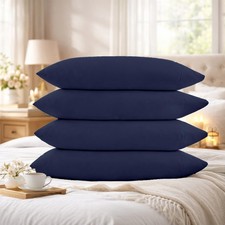 400 TC 100 Egyptian Cotton Queen Size Pillowcases Set of 4, Navy Blue