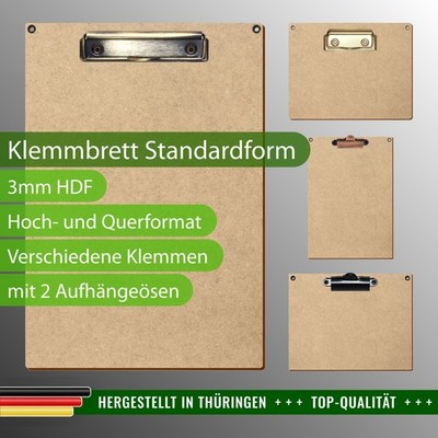 Bütic HDF/MDF Klemmbrett Standardform A3 A4 A5 A6 Clipboard mit Ösen