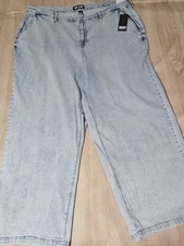 Dkny Jeans High Rise Trouser Plus Size 20 W Light Wash Denim Wide Leg Nwt