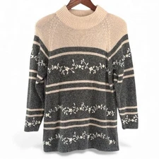 Vintage Sweater Womens Medium Silk Angora Wool Knit Winter Cozy