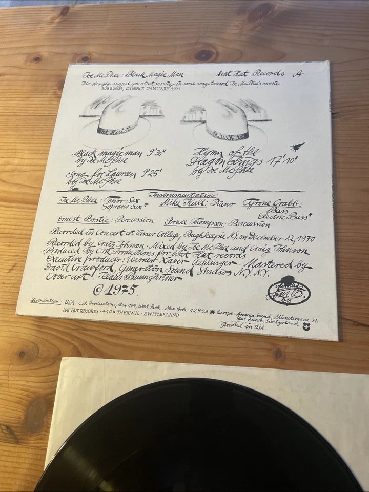 Joe McPhee Black Magic Man Hat Hut Records 1975 Original Free Jazz Top - Image 3 of 4
