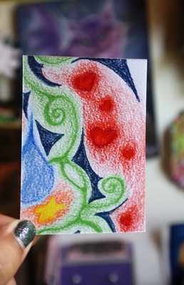 ACEO original art card graphic illustration 2.5 x 3.5 colored pencil ''Whimsy #5''