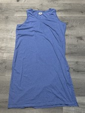 Pact Tank Shirt Midi Dress Womens XXL Blue Organic Cotton Sustainable Side Slit