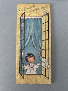 Vintage 1950's Child’s Happy Birthday Card Folded 8.25" Used