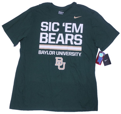 Nike Baylor Bears T-Shirt Men's XXL Sic 'Em Bears Green NWT College 2XL NWT