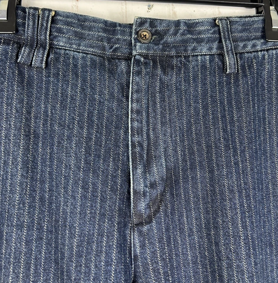 Jeans Polo Ralph Lauren Indigo Rayas Raro Hecho en Italia Talla 34x32 Puños Foto 2 de 4