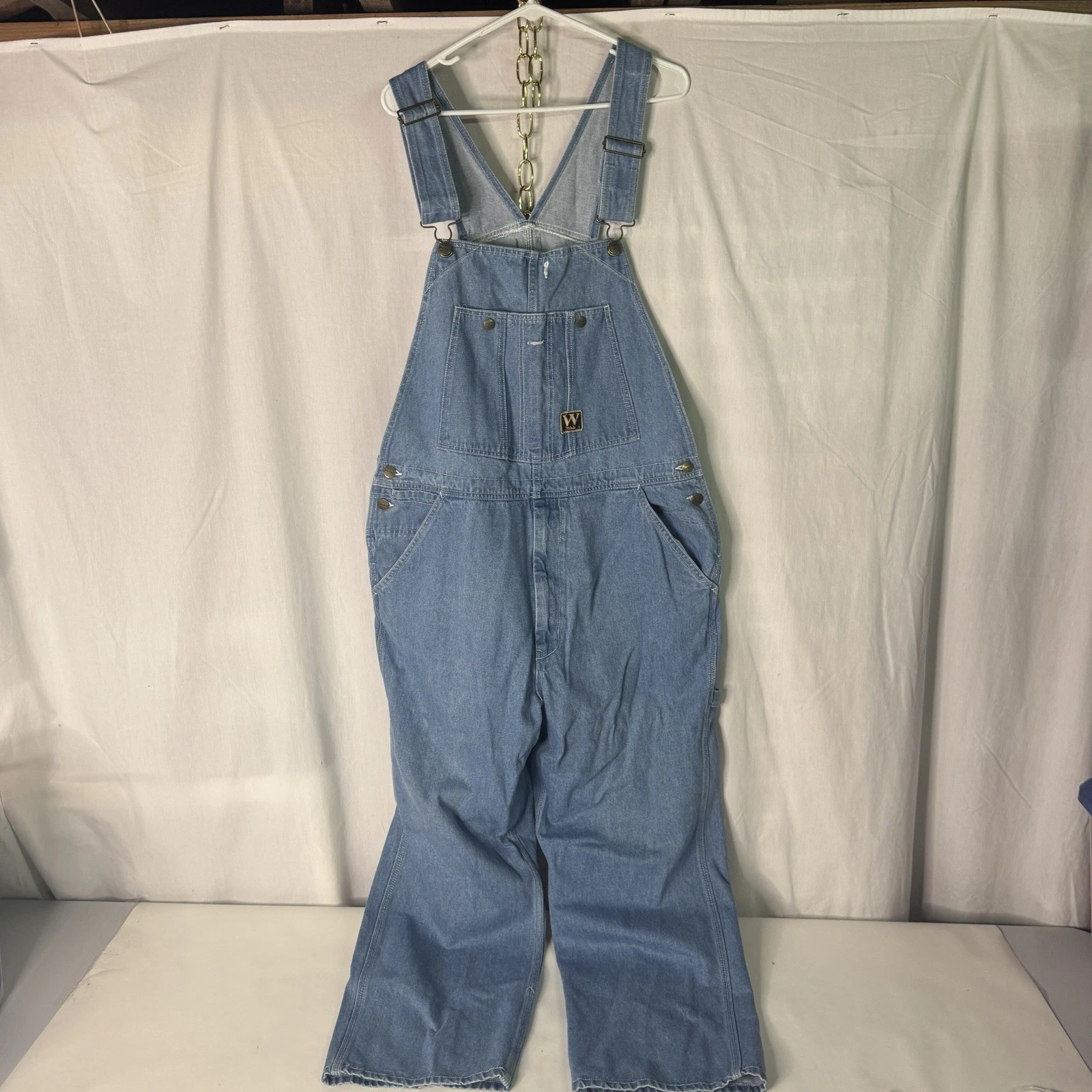 Vintage Walls Denim Overalls Mens Large Light Wash Jeans Bibs Y2K