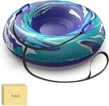 Snow Tube with Towable Tow Rope,  2 Persons Heavy Duty Inflatable Sled for Kids 