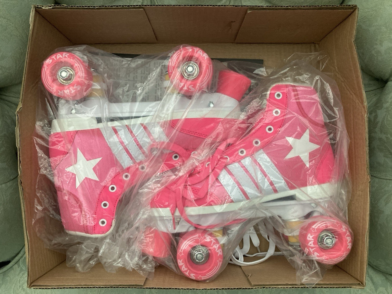 Indoor Outdoor Star Carina Stripes Pink Quad High Top Size 6