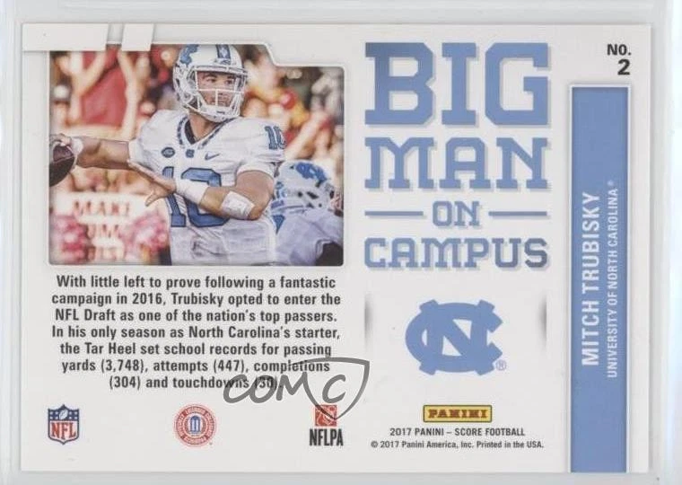 2017 Score Big Man on Campus Gold Mitchell Trubisky #2 Rookie RC - Image 2 of 2
