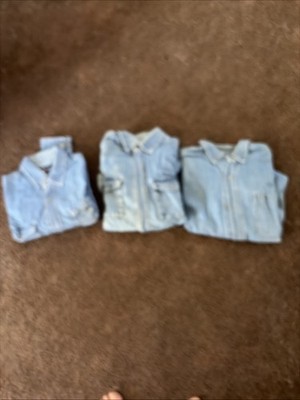 3 VINTAGE MENS FADED BLUE DENIM SHIRTS VINTAGE 45 YEARS OLD BY FADED GLORY