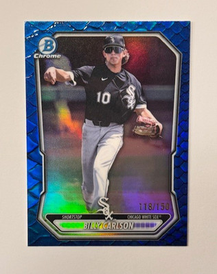 2026 Bowman Chrome Billy Carlson /150 Blue Reptilian Refractor White Sox Ref HOT