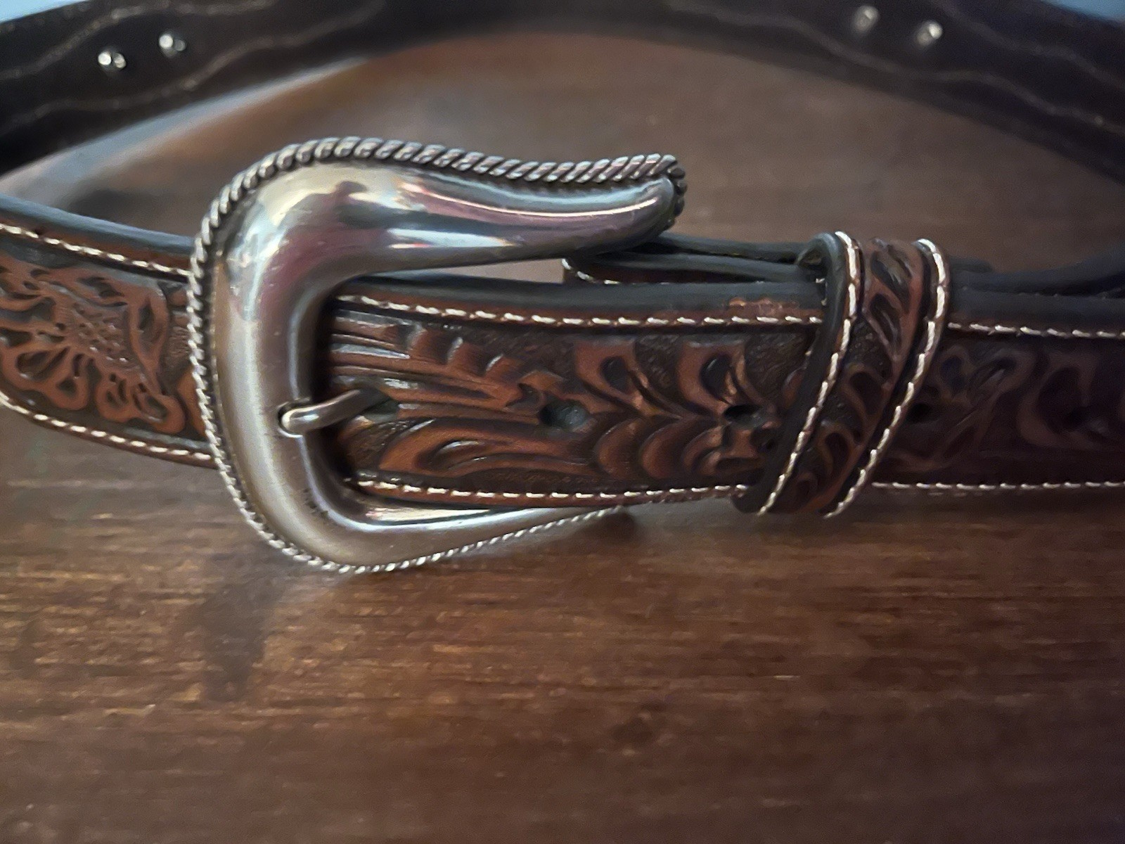 Nocona Belt Co Western Belt Mens Size 36 Brown Leather Silver Tone Medallions