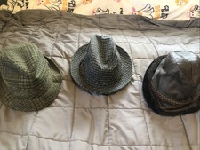 Vintage Fedora Hat Lot Of 3 2 Plaid 1 Leather Must See