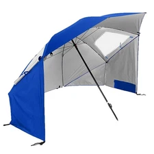 8-Foot Beach Umbrella Sun Tent Rain Shelter With Side Flaps Upf 50+ Protection