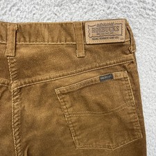 Vintage Roebucks Corduroy Pants Mens 33x33 Brown Perma-Prest Sears Straight Leg