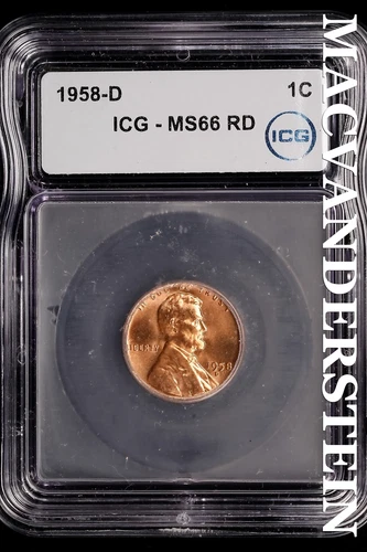 1958-D Lincoln Wheat Cent-ICG MS 66 RD Choice Gem BU No Reserve #SLM104